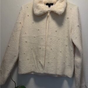 Elegant Cream Faux Fur Women's Jacket